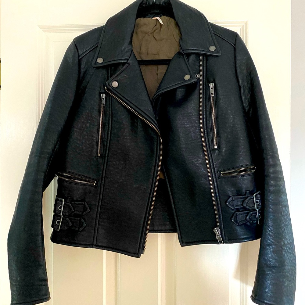 Free People vegan leather bomber jacket